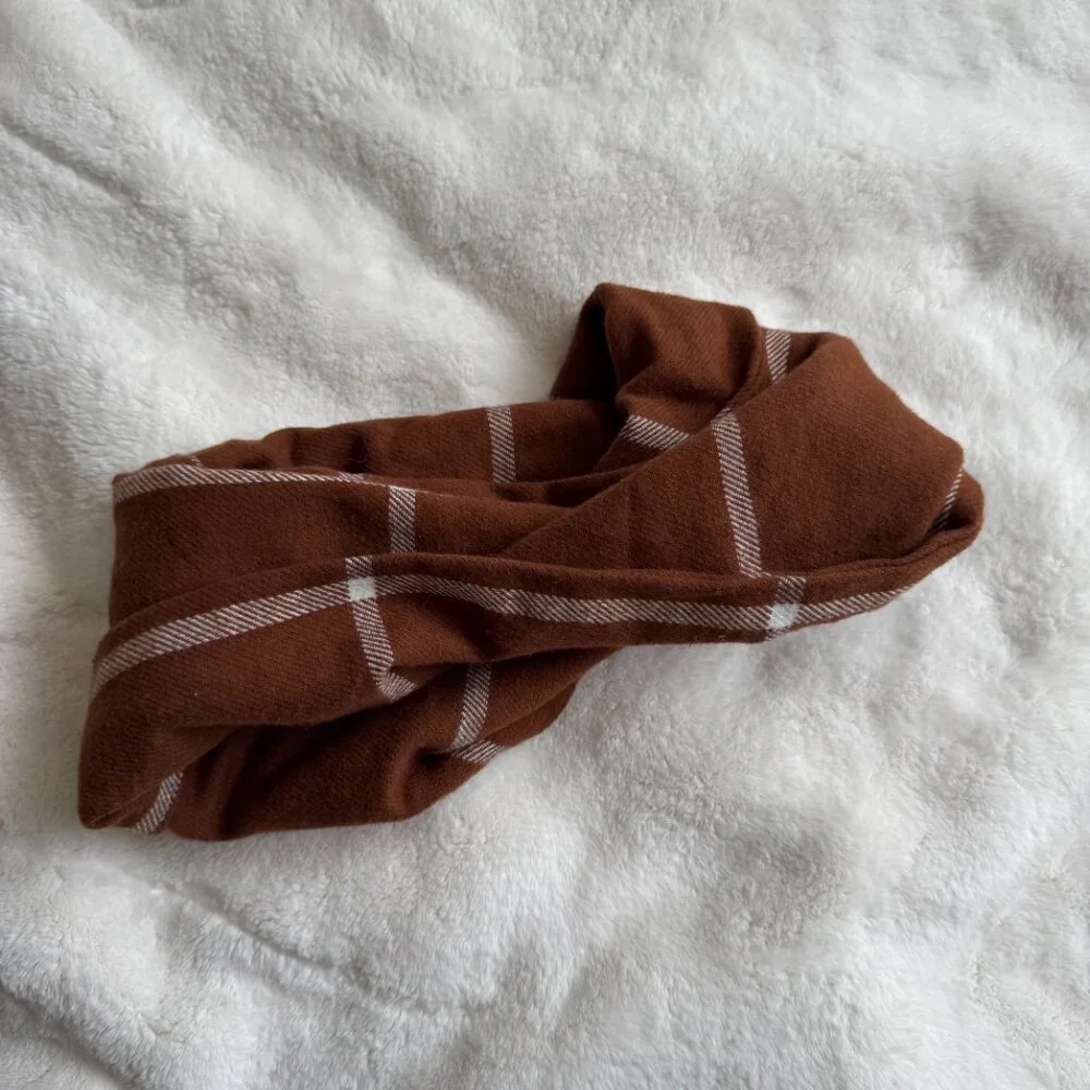 NWT Chic Pup Co Autumn Plaid Dog Scarf, Burnt Orange + White, Size Large